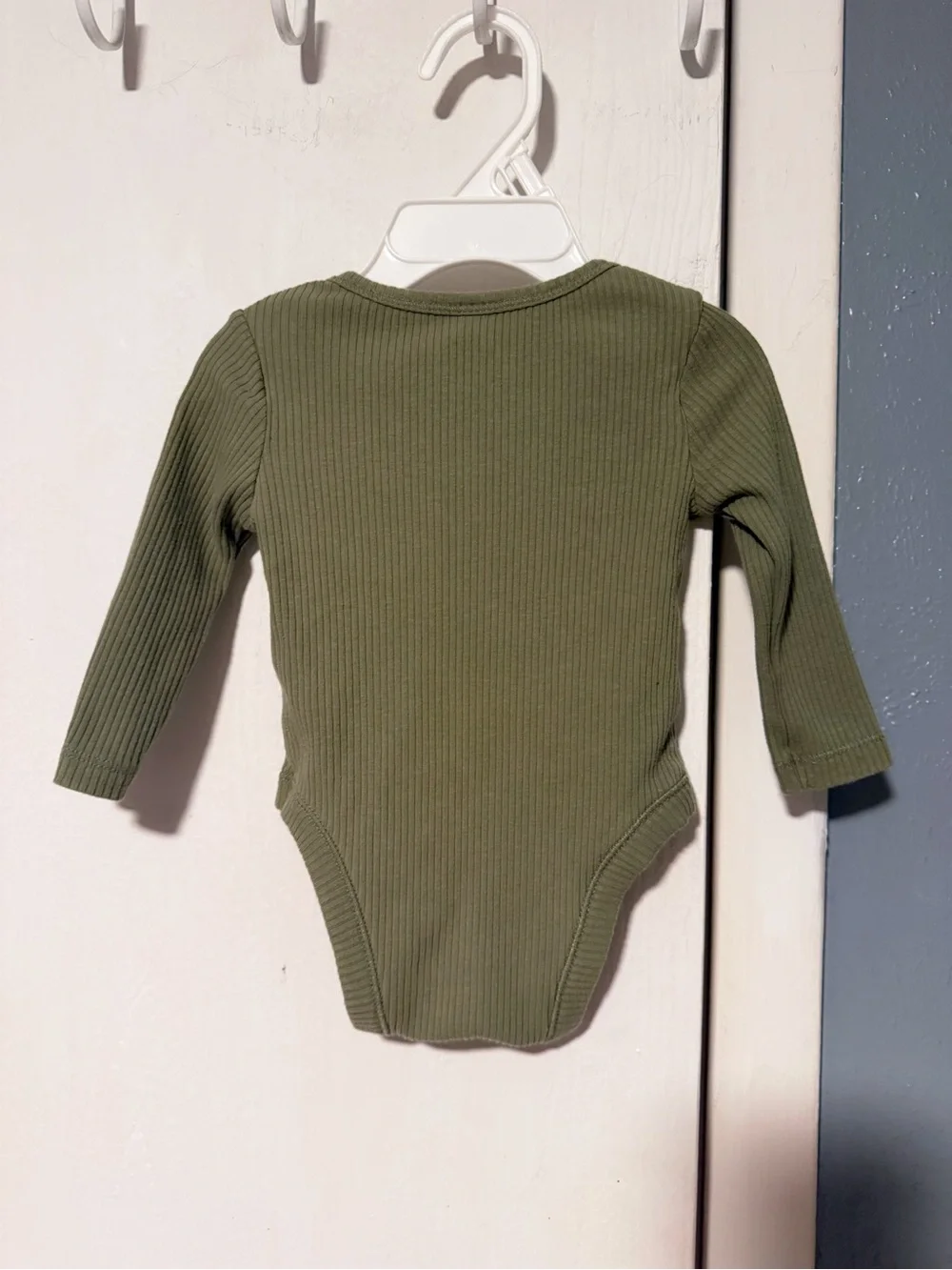 Old Navy Olive Ribbed Long-Sleeve Baby One-Piece